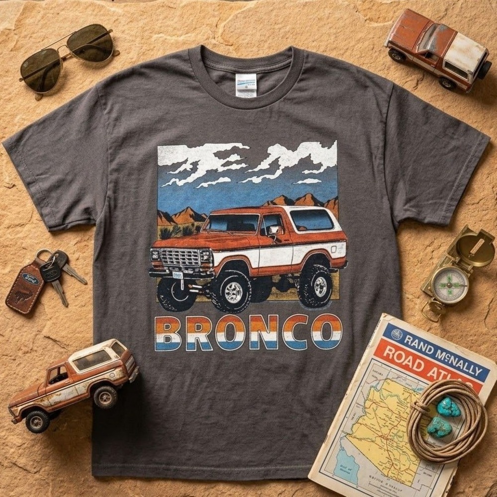 Junk Food Ford Bronco Vintage Style Graphic T-Shirt Men's Medium Gray NWOT